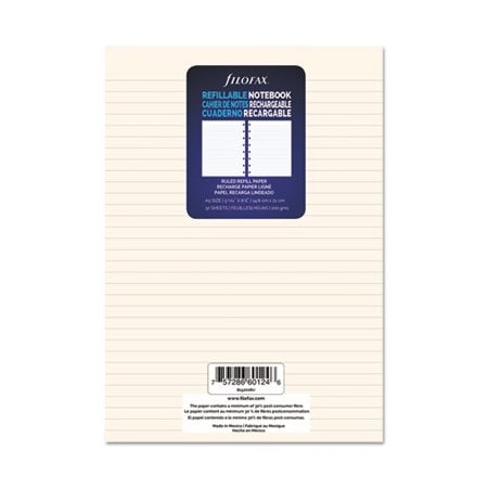 Rediform Filofax, NOTEBOOK REFILLS, 8-HOLE, 8.25 X 5.81, NARROW RULE, 32PK B152008U